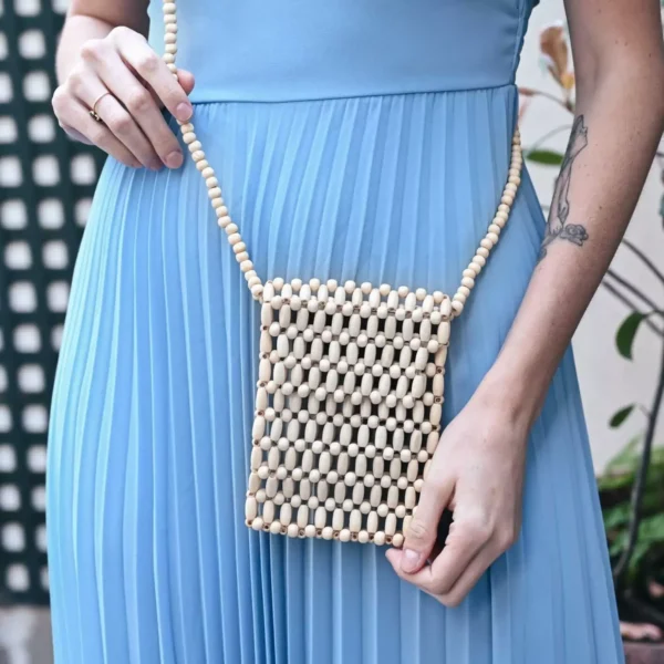 Crossbody Tas Hout Manon Zwart - Afbeelding 2