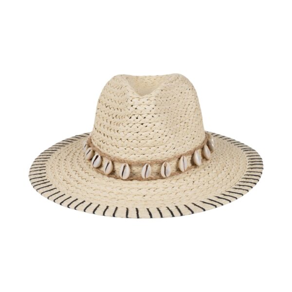 Zomerhoed Papierstro Schelpjes Beige
