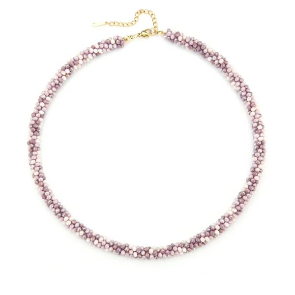 Halsketting Color Beads Violet/Beige