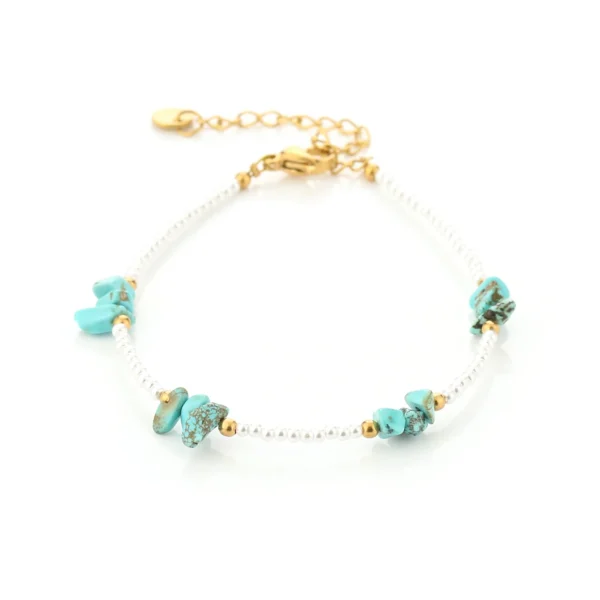 Armband Natuursteen & Kraaltjes Turquoise