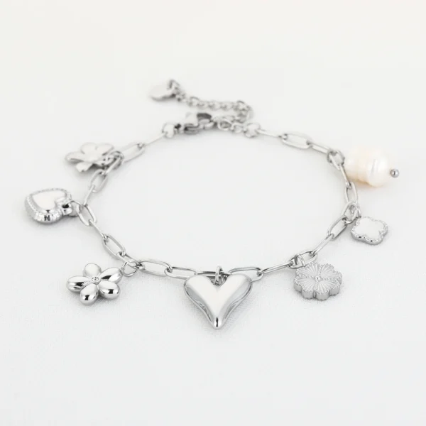 Armband Charms Hearts & Flowers Zilver - Afbeelding 2