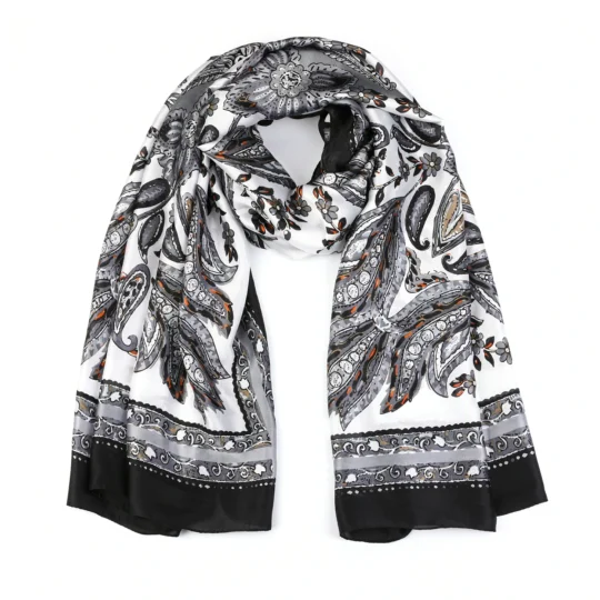 Sjaal Zijde & Viscose Zwart/Wit