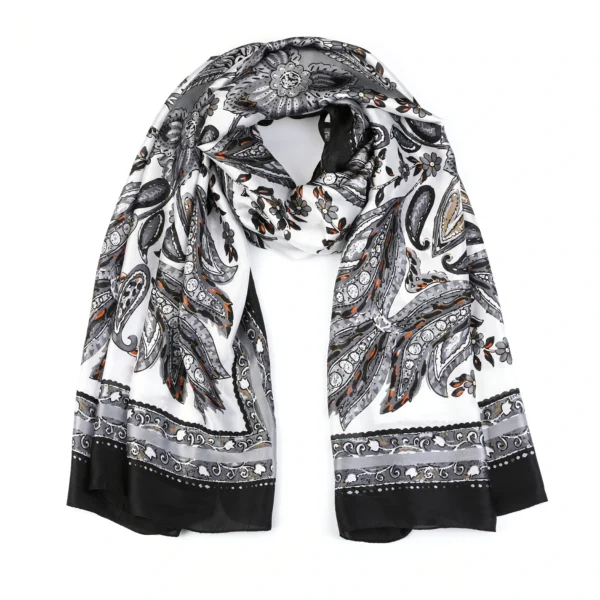 Sjaal Zijde & Viscose Zwart/Wit