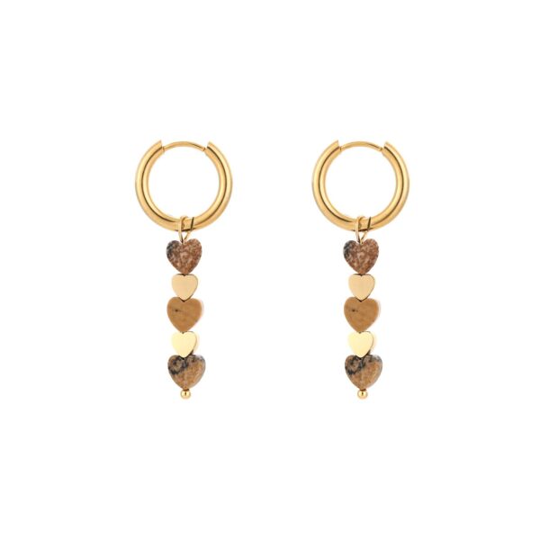 Oorbellen Hartjes Goud/Beige