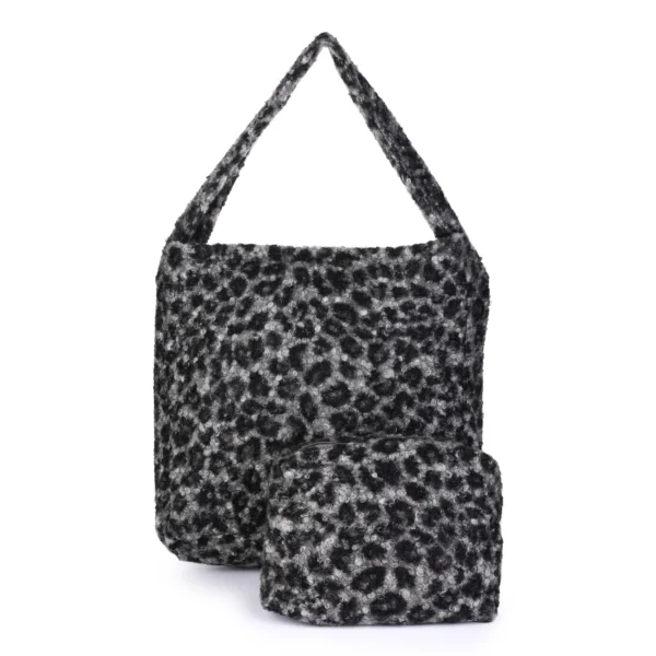 Teddy Tas Set Luipaardprint Grijs/Zwart