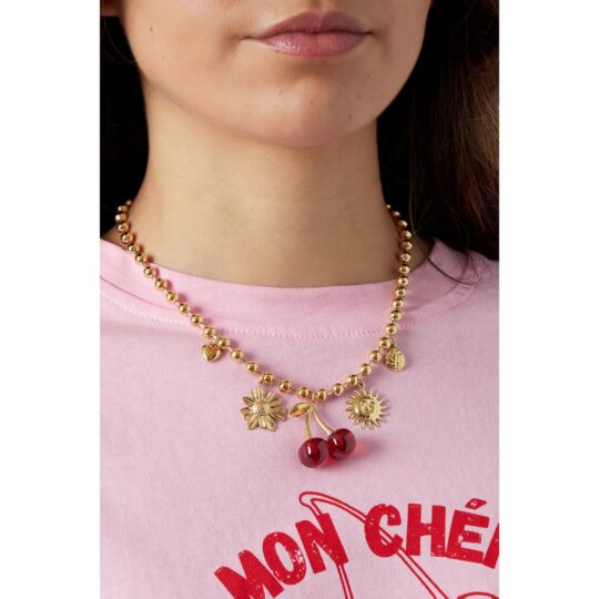 Ketting Kersen, Zon & Bloem Goud
