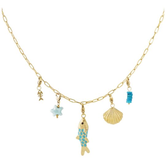 DIY Bedel Ketting Vis, Schelp & Zeester Goud