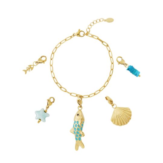 DIY Bedel Armband Vis, Schelp & Zeester Goud