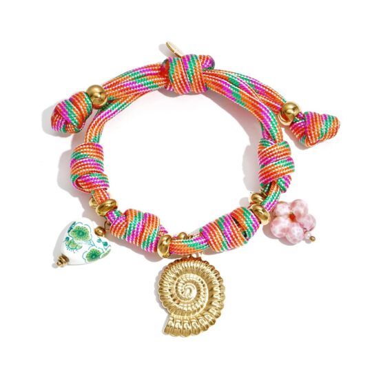 Boho Koord Armband met Bedels Multicolor